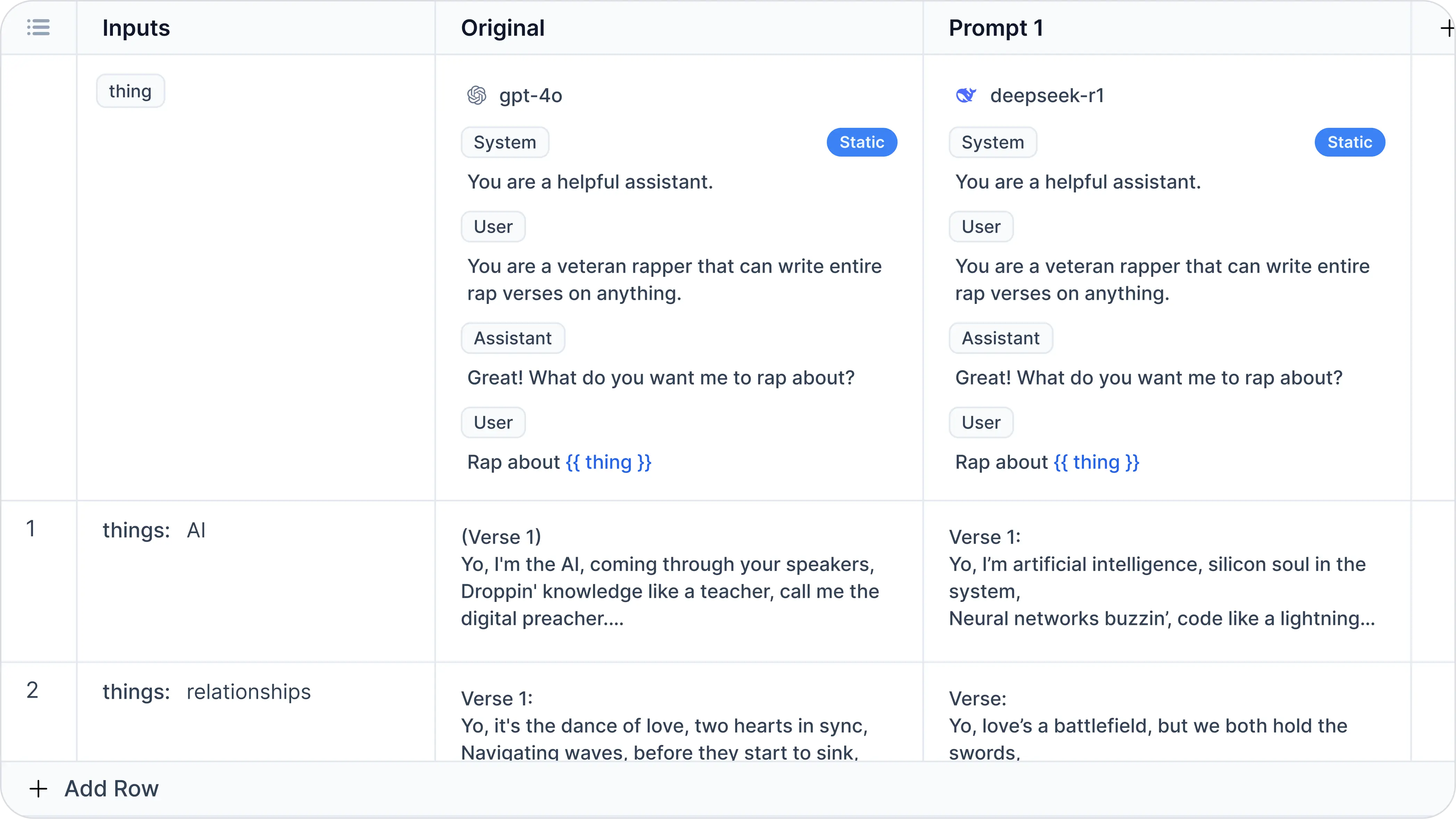 Prompt Experiments in Helicone